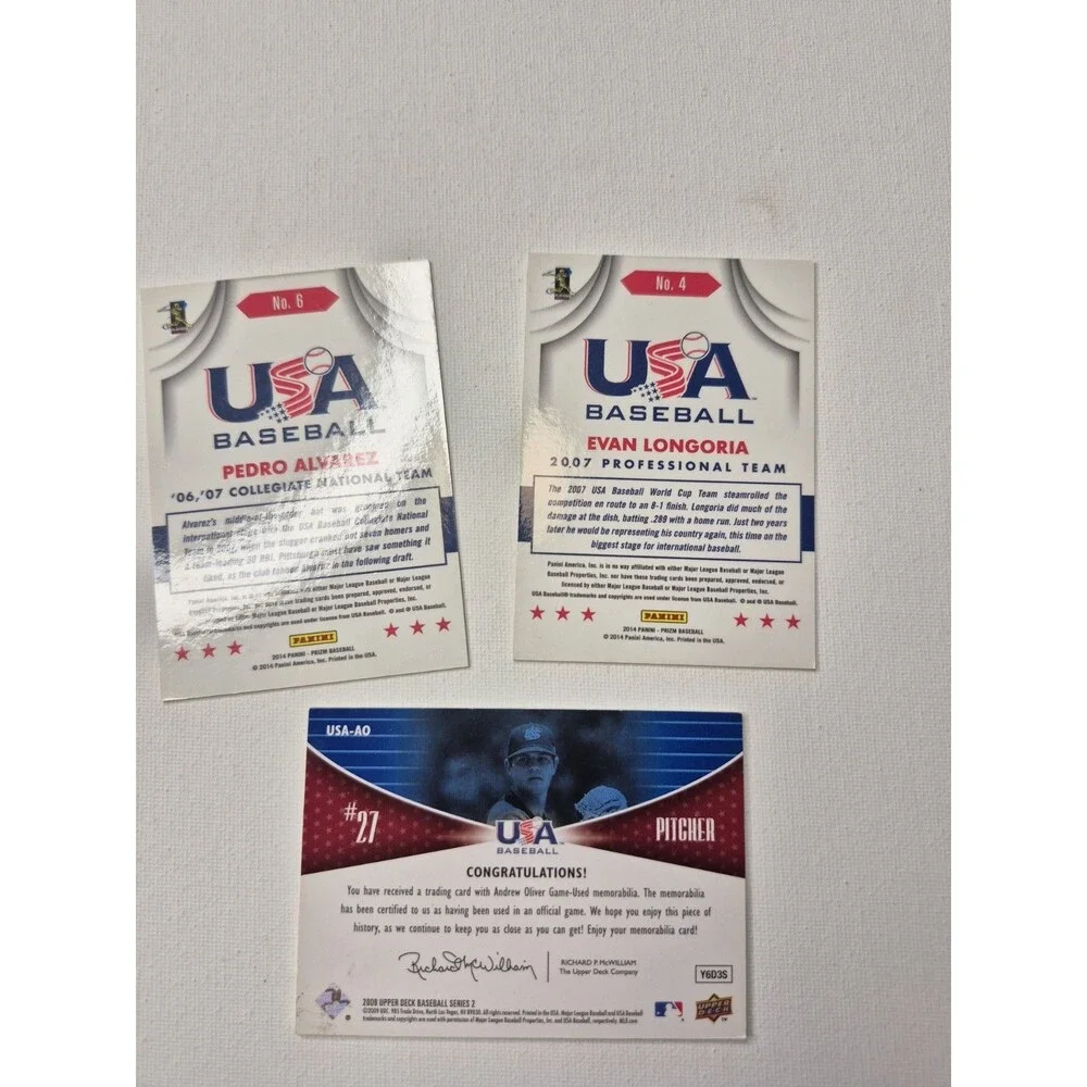 USA Baseball Card Lot Panini Prizm Pedro Alvarez Evan Longoria + Andrew...